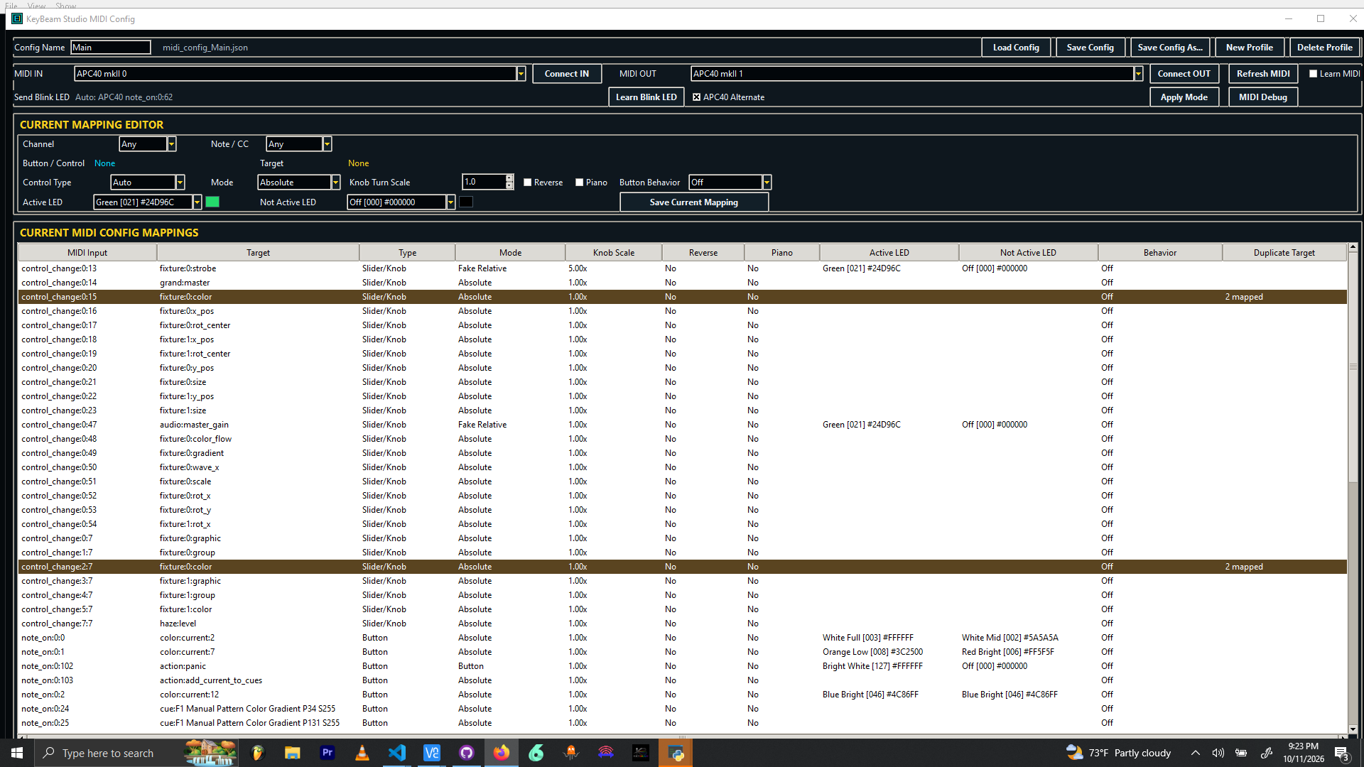 MIDI Mapping Screen screenshot