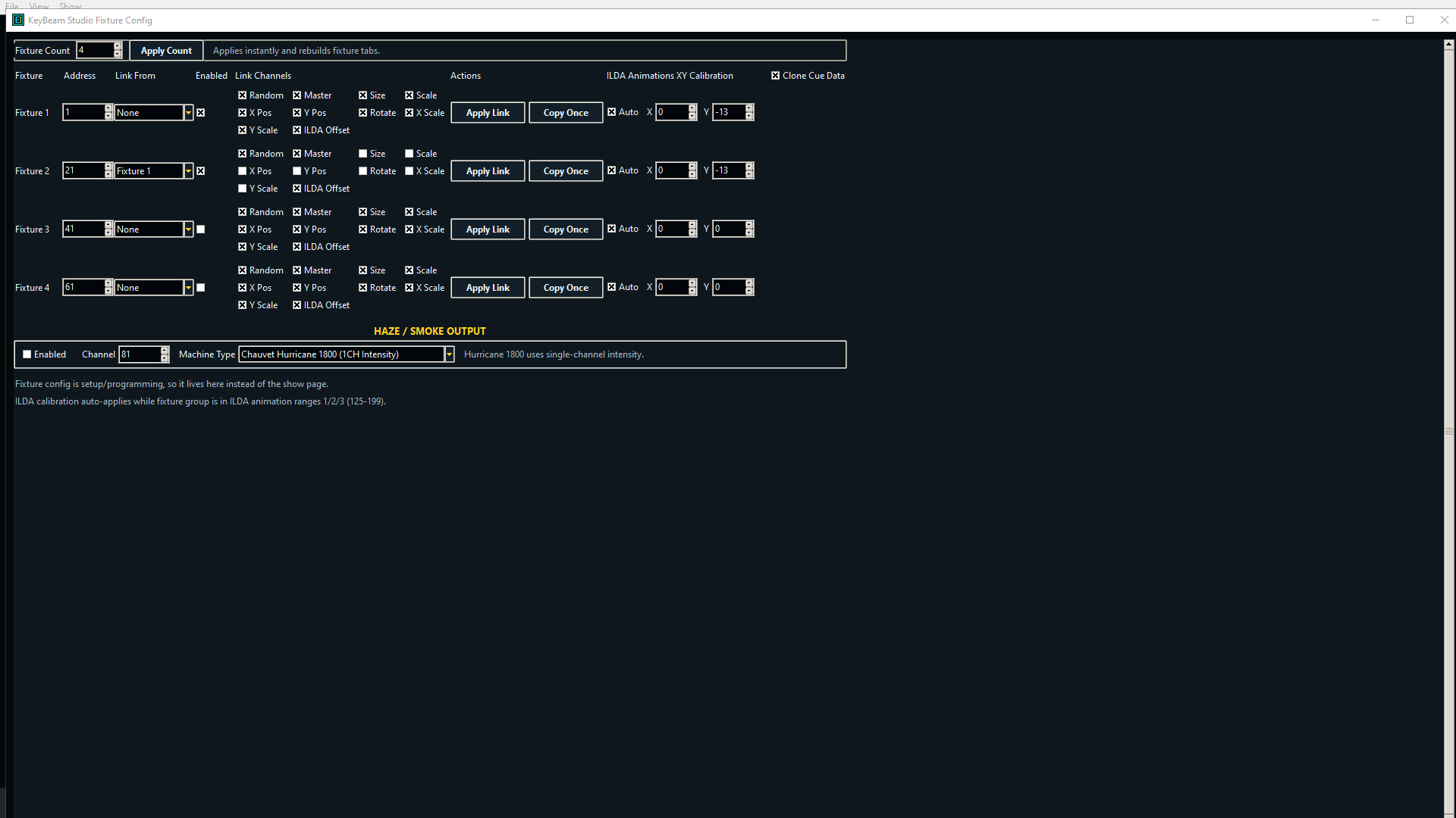 Fixture Config link and clone screenshot