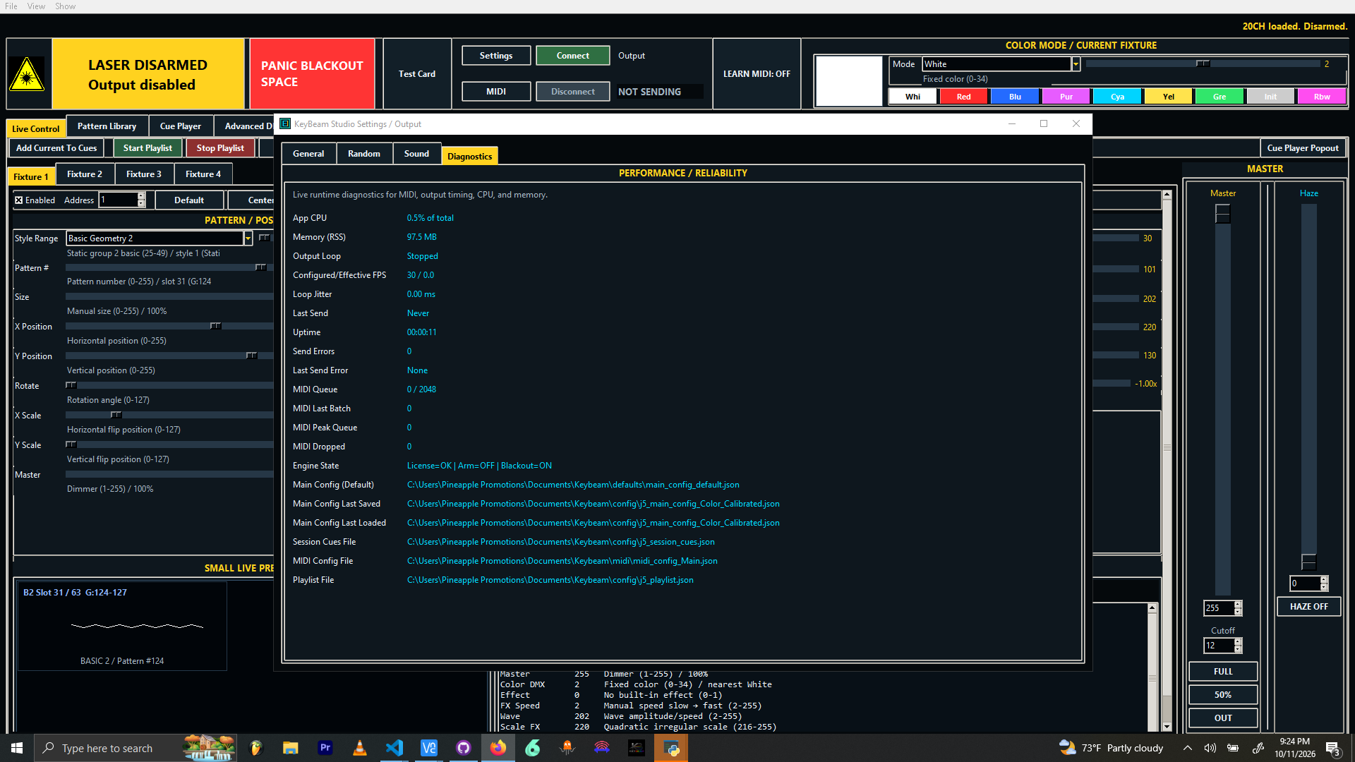 Diagnostics Tab screenshot
